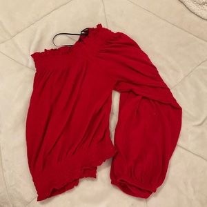 Red long sleeve summer crop